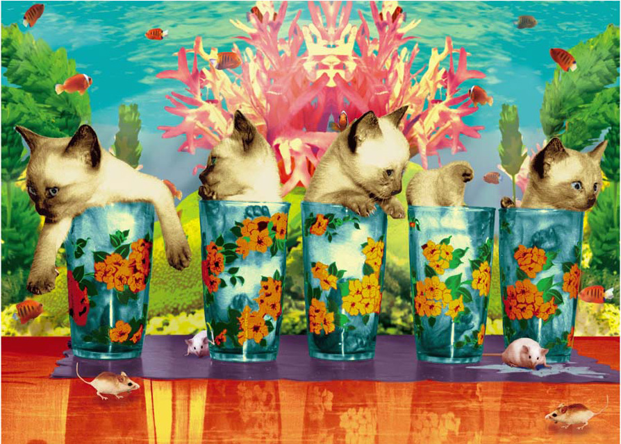 Cats in Cups Greeting Card by Max Hernn